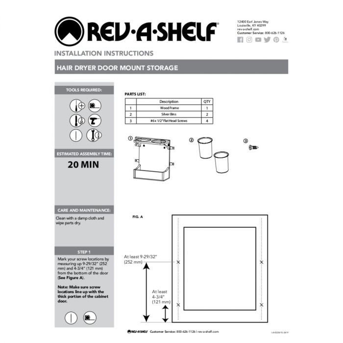 Vanity Appliance Storage Rack (Door Mounted)