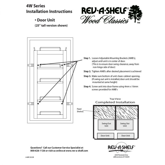 45 Pantry Swing Out Kit, 4WP18-45-KIT (Rev A Shelf)