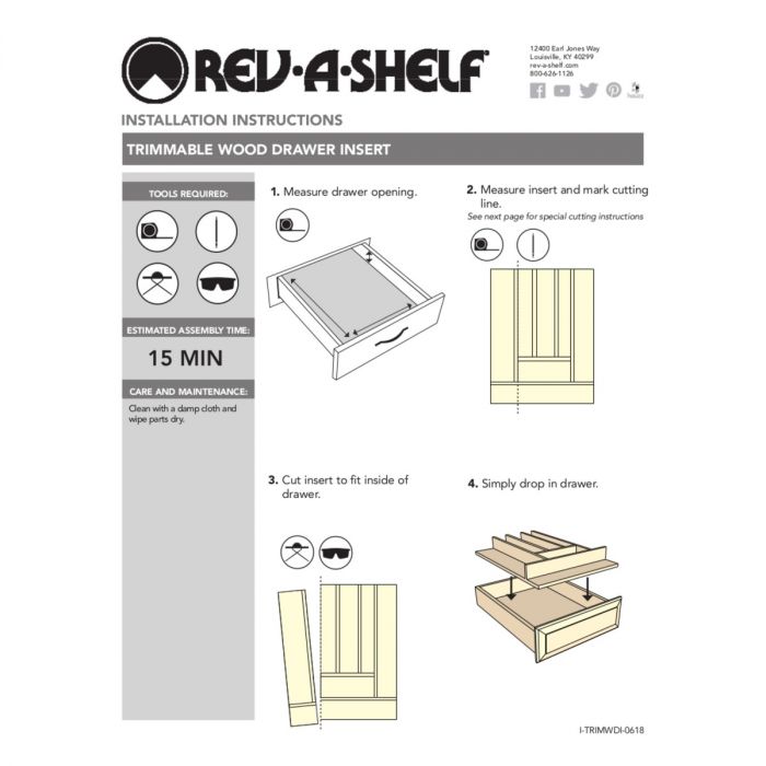 Rev-A-Shelf - 4WCT-3 - Tall Wood Cutlery Tray Insert